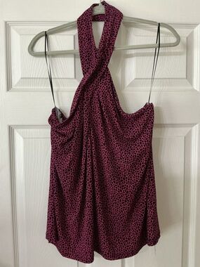 MICHAEL Michael Kors Hot Pink and Black Halter Blouse